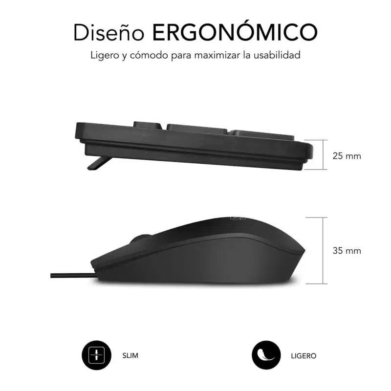 TECLADO Y RATÓN SUBBLIM SLIM SILENCIOSO CON CABLE USB – NEGRO