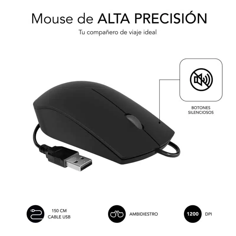 TECLADO Y RATÓN SUBBLIM SLIM SILENCIOSO CON CABLE USB – NEGRO