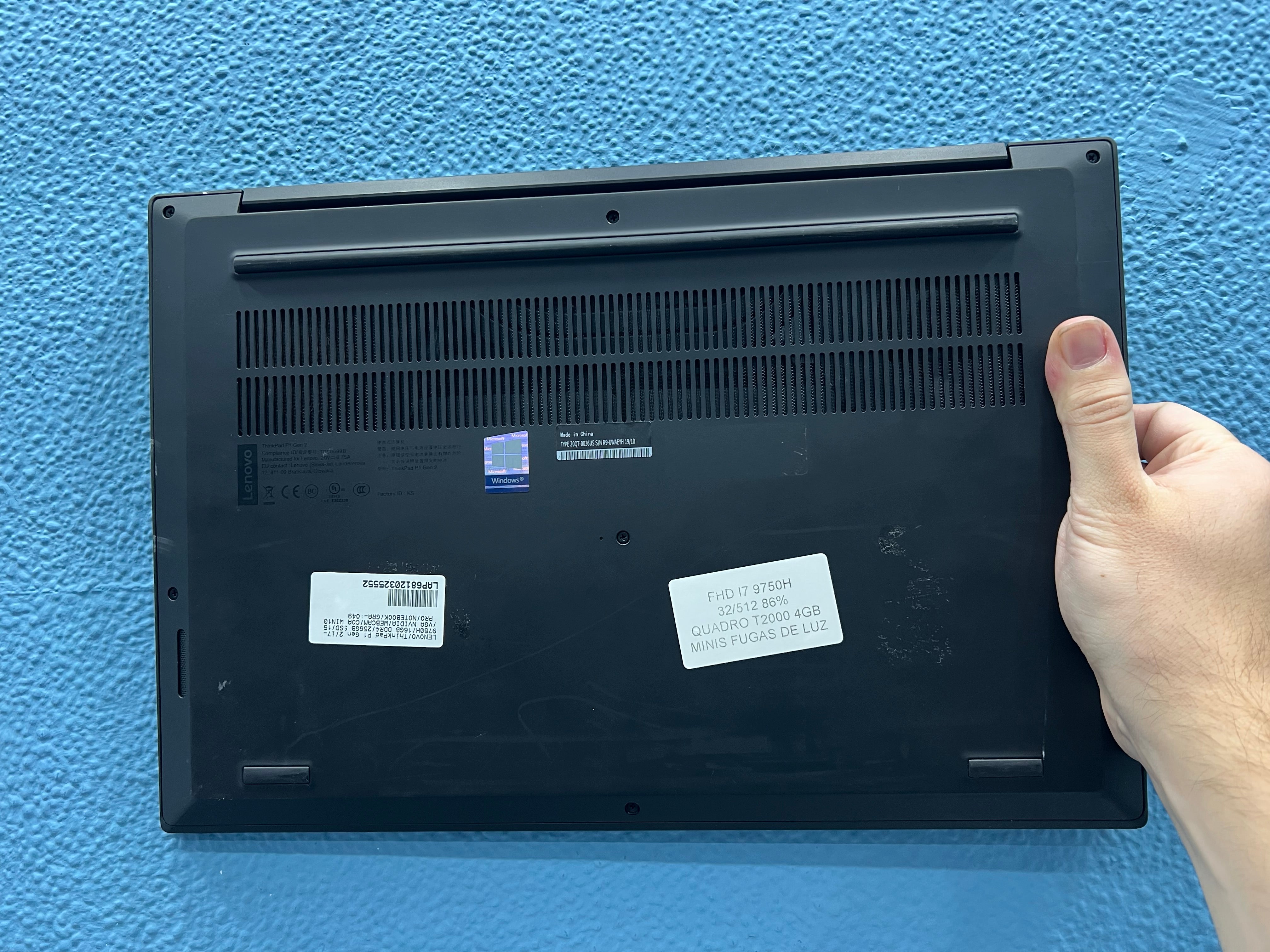 ¡¡ LIQUIDACION !! Lenovo ThinkPad P1 Gen 2 | INTEL CORE I7 9750H | 32GB RAM | 512GB NVMe | NVIDIA QUADRO T2000 4GB | WIN 11 PRO | OPEN OFFICE | REFERENCIA R90WAEYH