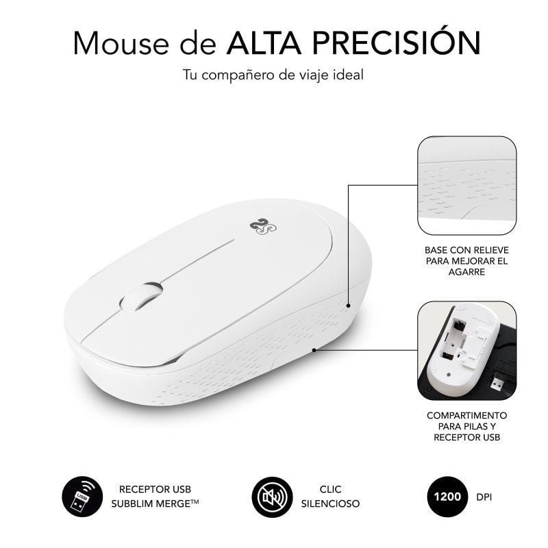 Ratón Subblim Business Plus Silencioso Inalámbrico Blanco