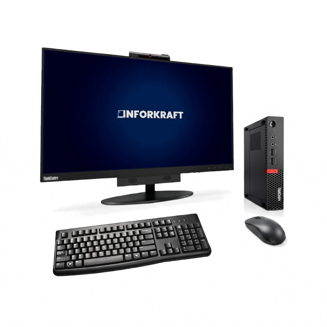 Combo Monitor Lenovo Tio 24" Gen 3 FHD + Mini Pc Lenovo Thinkcentre M910q Tiny | i5 7500T | 8Gb Ram | 256Gb SSd | Windows 11 Pro | Teclado y Ratón Usb