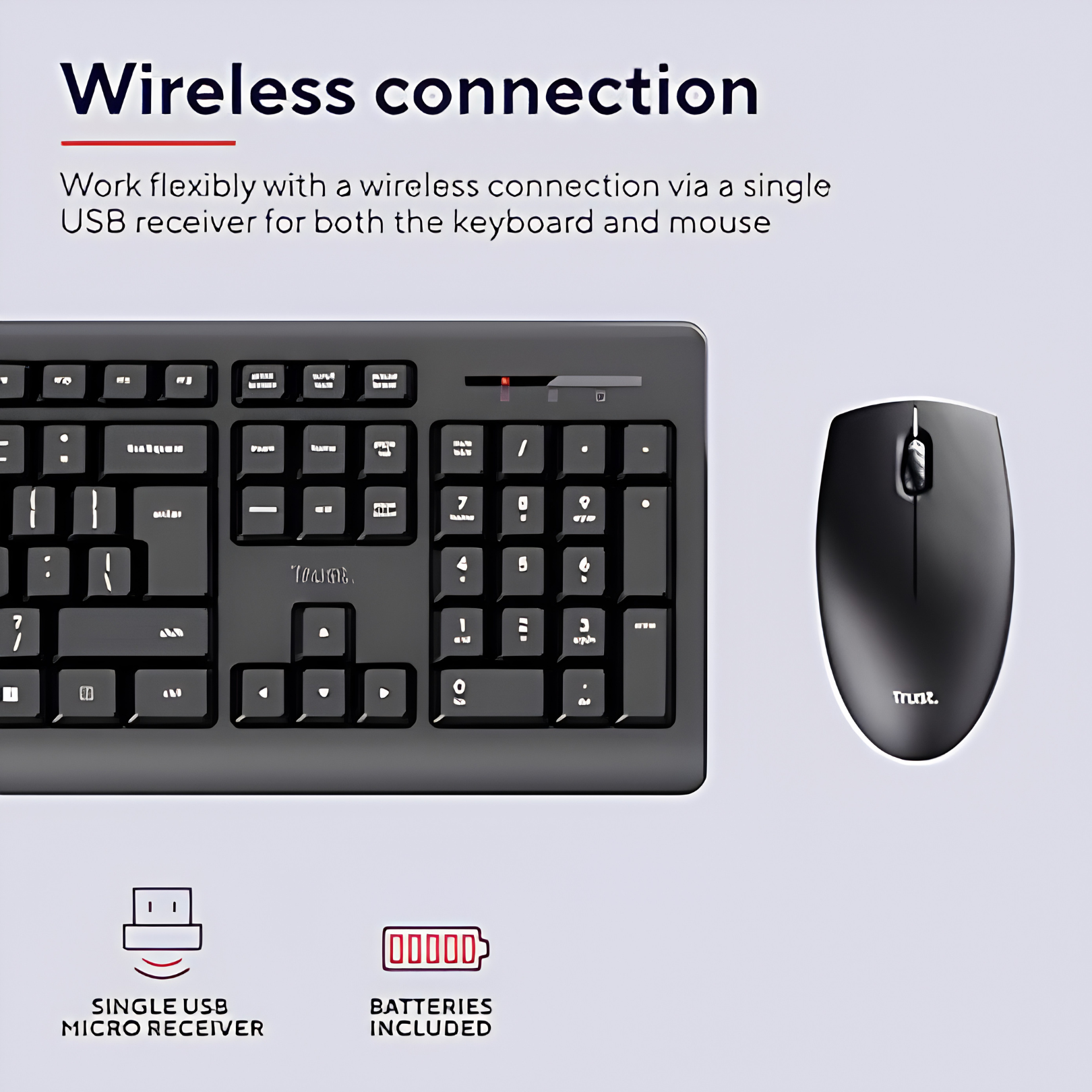 Trust Primo Pack Ratón y Teclado Negros Inalámbricos (ES)