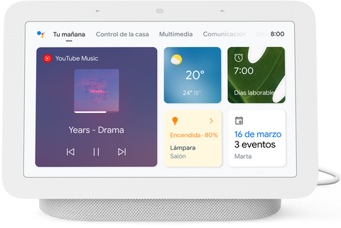 Pantalla inteligente con Asistente de Google - Google Nest Hub (2 Gen), 7", Micrófono, WiFi, Bluetooth, Carbón